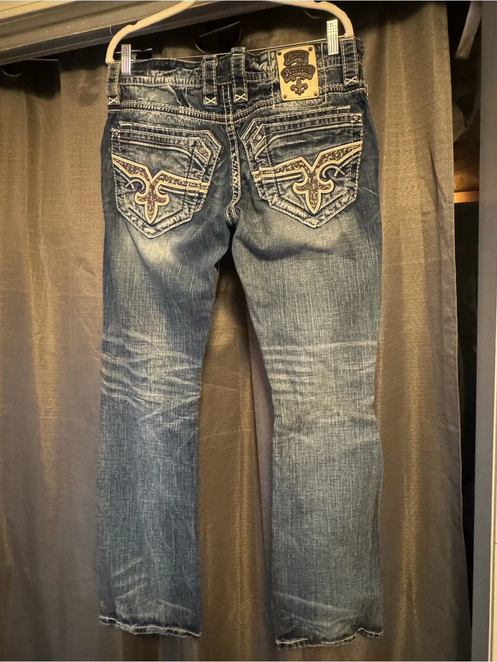 Rock Revival Men's Blue Distressed Bootcut Jeans